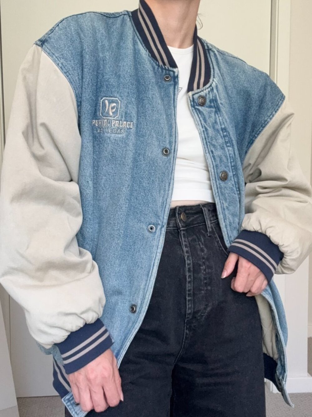 North Bay LTD Vintage Imperial Palace Las Vegas Denim Bomber Jacket